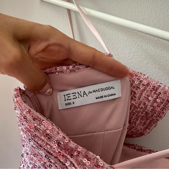 IEENA for Mac Duggal Bow Maxi Dress - Pink Sequins - Picture 7 of 8